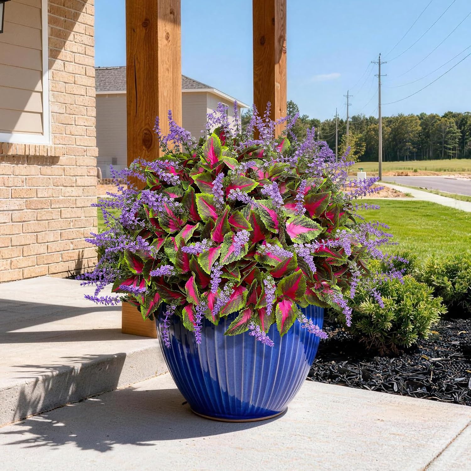 12 Bundles Artificial Coleus Flowers | UV Resistant No Fade Silk Faux Plants | Spring Summer Outdoor Fake Greenery for Garden Patio Planters Front Porch Pathway Decor (Pink)