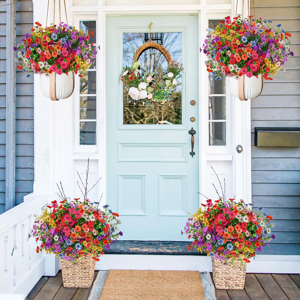 Agusbagli 72 Bundles Artificial Flowers Outdoor UV Resistant Fake Flowers No Fade Faux Plastic Greenery Shrub Plants for Wedding Home Garden Window Box Fireplace Thanksgiving Christmas Decor, Mix