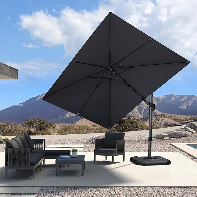 PURPLE LEAF 8' X 11' Left-right Tilt Patio Umbrella Outdoor Cantilever Swivel by PURPLELEAF