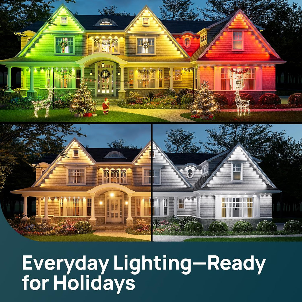 Linkind Permanent Outdoor Lights HP5, 100ft Smart Outdoor Lights for House | AI Dotis, RGBTW LED Outdoor Lights,85 Scenes Modes, IP67 Waterproof, Works with Alexa,Google Assistant