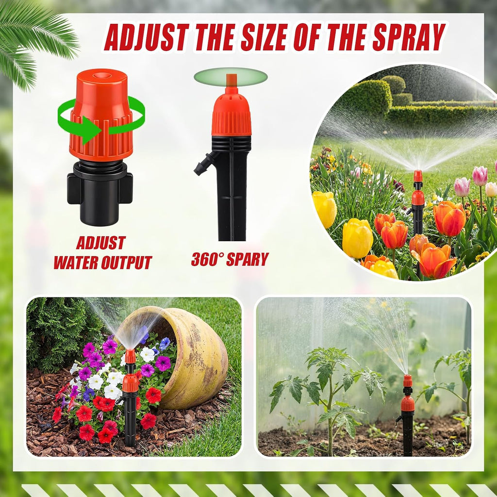 Baquler 50 Pcs Drip Irrigation Emitters 360 Degree Water Flow Stake Drippers for 1/4" Irrigation Hose Accessories for House Garden Watering