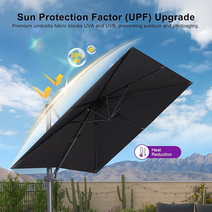 PURPLE LEAF Patio Umbrella 9' X 11.5' Rectangle Cantilever Umbrella Large - Image 6