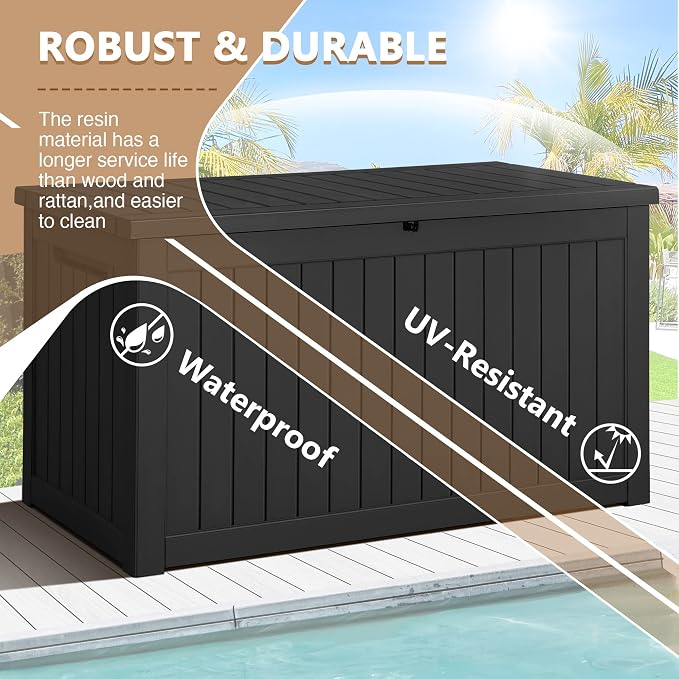 Devoko XXL 230 Gallon Resin Large Deck Box Waterproof Outdoor Storage Box - Image 5