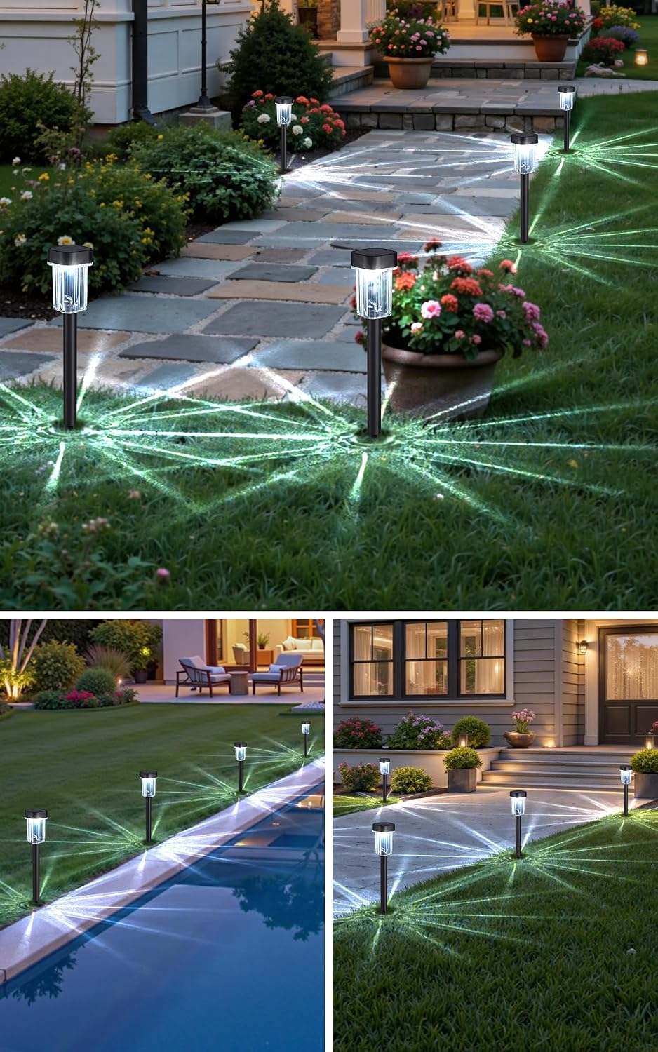 Solar Pathway Lights Outdoor, 12PK Waterproof Solar Powered Garden Lights | IP55 Waterproof, 6000K Cold White LED, Auto On/Off Outdoor Solar Lights for Yard Driveway Patio Decor Landscape Lighting