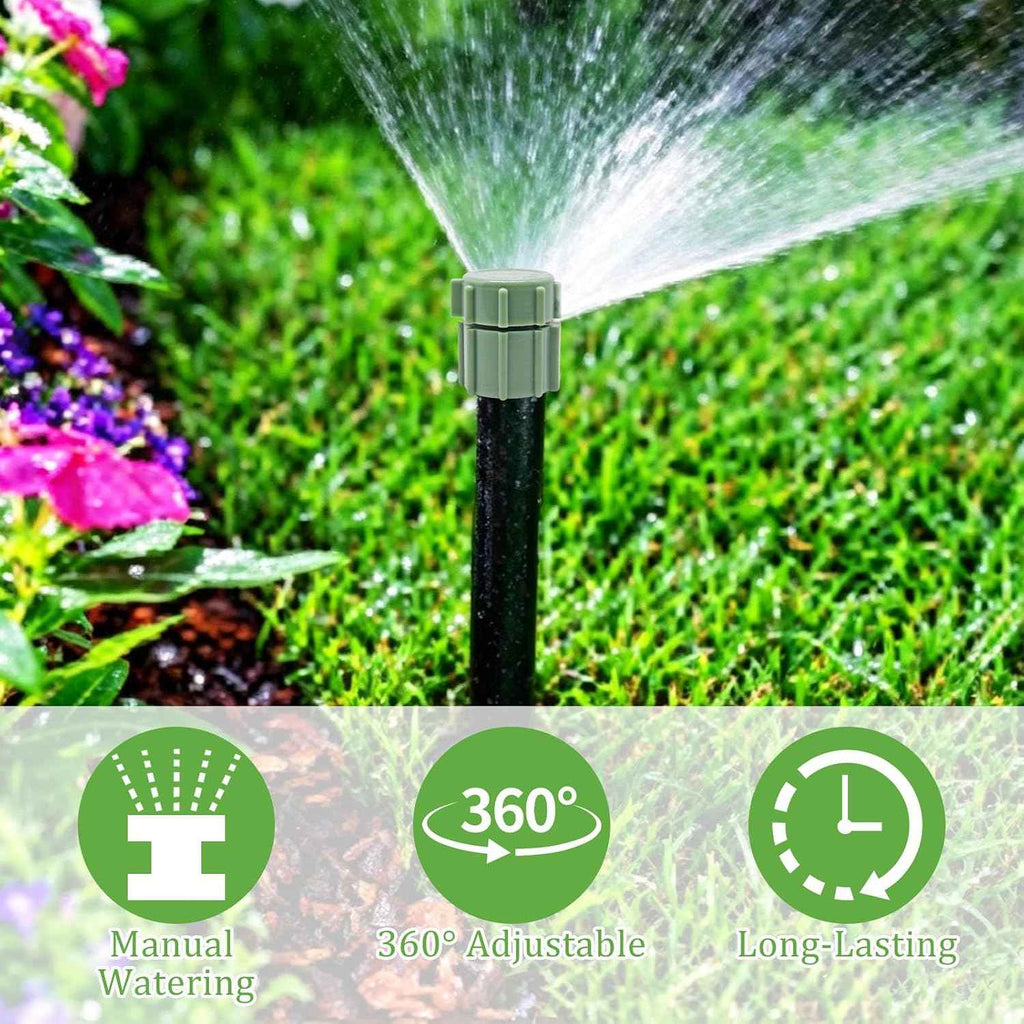 10 Pcs Adjustable Sprinkler Bubbler Head, Drip Irrigation Shrub Sprinkler with Flow Control for Garden, Lawn & Flower Beds, Fits 1/2" Male Thread (Green)