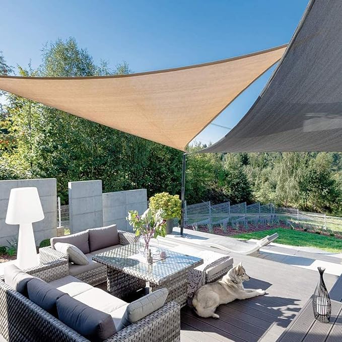 SUNLAX Sun Shade Sail 13' x 13' x 13' Sand Triangle Canopy Sail Shade Cover UV - Image 4
