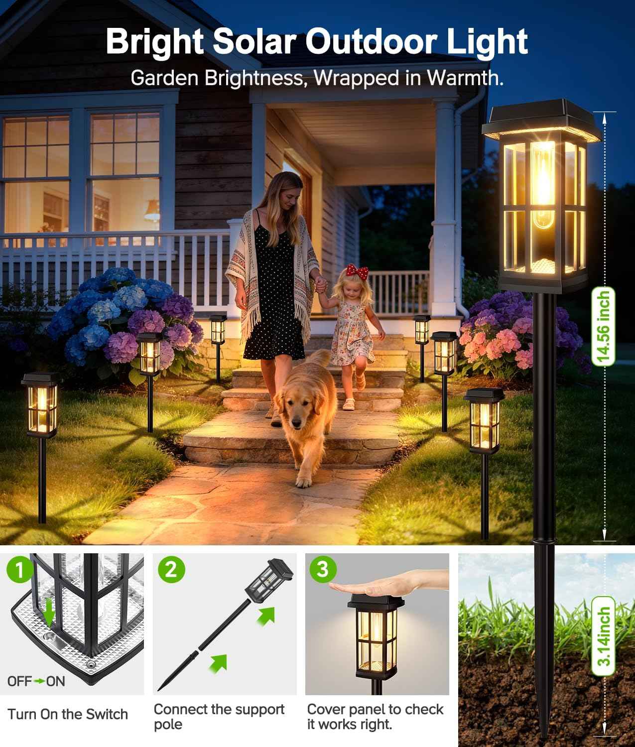Ahaorigin 8 Pack Solar Pathway Lights Outdoor, 2 Lighting Modes Waterproof Solar Lights Outdoor, Brighter Up to 15Hrs Outdoor Path Lights for Yard Garden Walkway Driveway Sidewalk