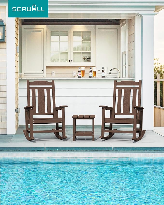 SERWALL Oversized Rocking Chair Outdoor, HDPE Outdoor Rocking Chair - Image 2