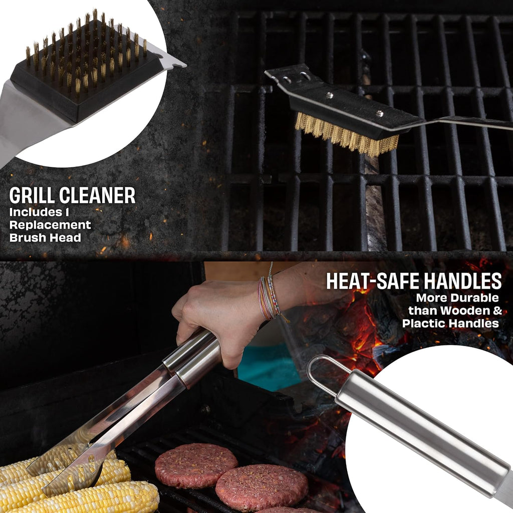 16-Piece BBQ Grill Accessories Set - Barbecue Tool Kit with Aluminum Case for Home Grilling - Great Gift for Birthday or Father’s Day by Home-Complete