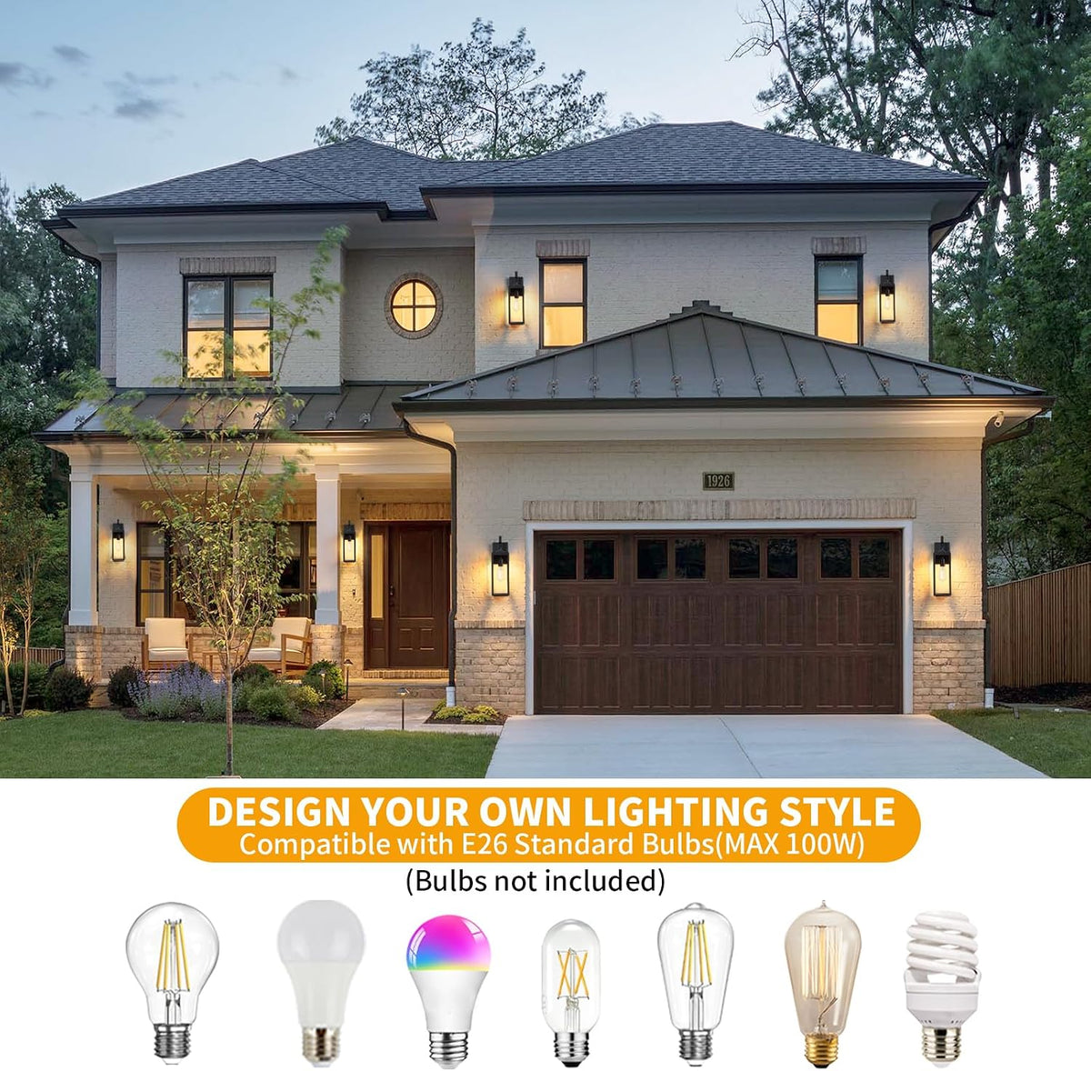 18'' Large Outdoor Wall Lights 2 Packs, Black Exterior Lighting Fixtures | Modern Outside Lights for House, Waterproof Outdoor Lighting Wall Sconce Lanterns for Porch, Garage, Farmhouse, Front Door