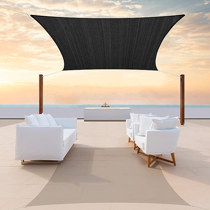 ColourTree TAPR1616 Custom Size 6' x 12' Black Sun Shade Sail Canopy UV Block by ColourTree
