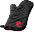 Weber® Barbecue Mitt with Red Kettle Embroidery | Black Cotton BBQ Grill Mitt with Foldable Cuff, Hanging Loop, One‑Size‑Fits‑Most, Grill Accessory