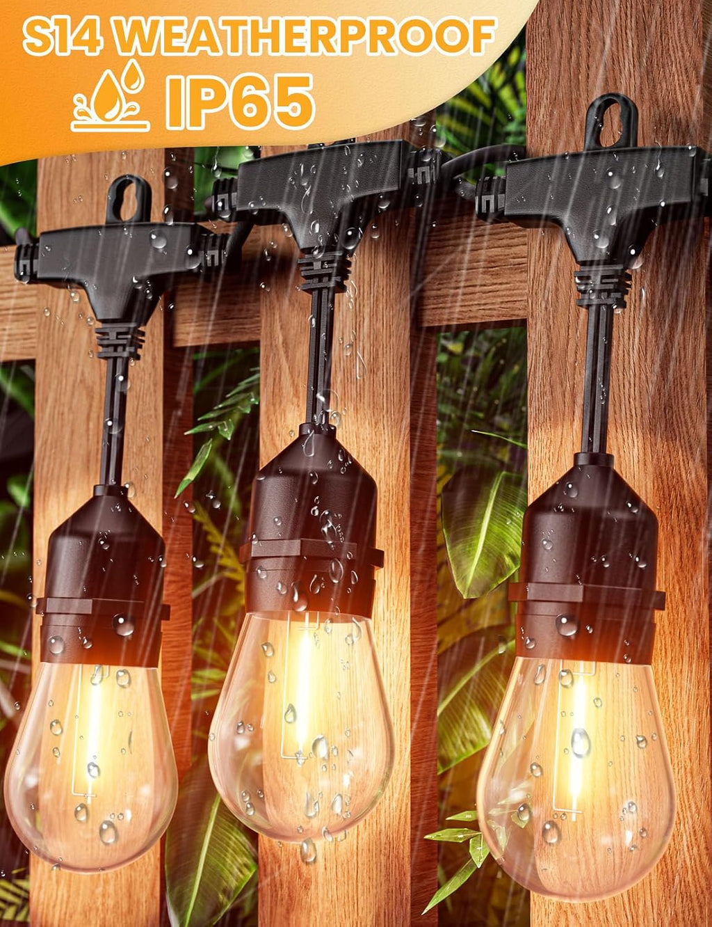 Svater Outdoor String Lights 105 FT Outside Waterproof Commercial Grade ETL | Patio Lighting with Shatterproof E26 S14 LED Dimmable Edison Bulbs, Hanging Strand for Bistro Cafe Backyard Warm White