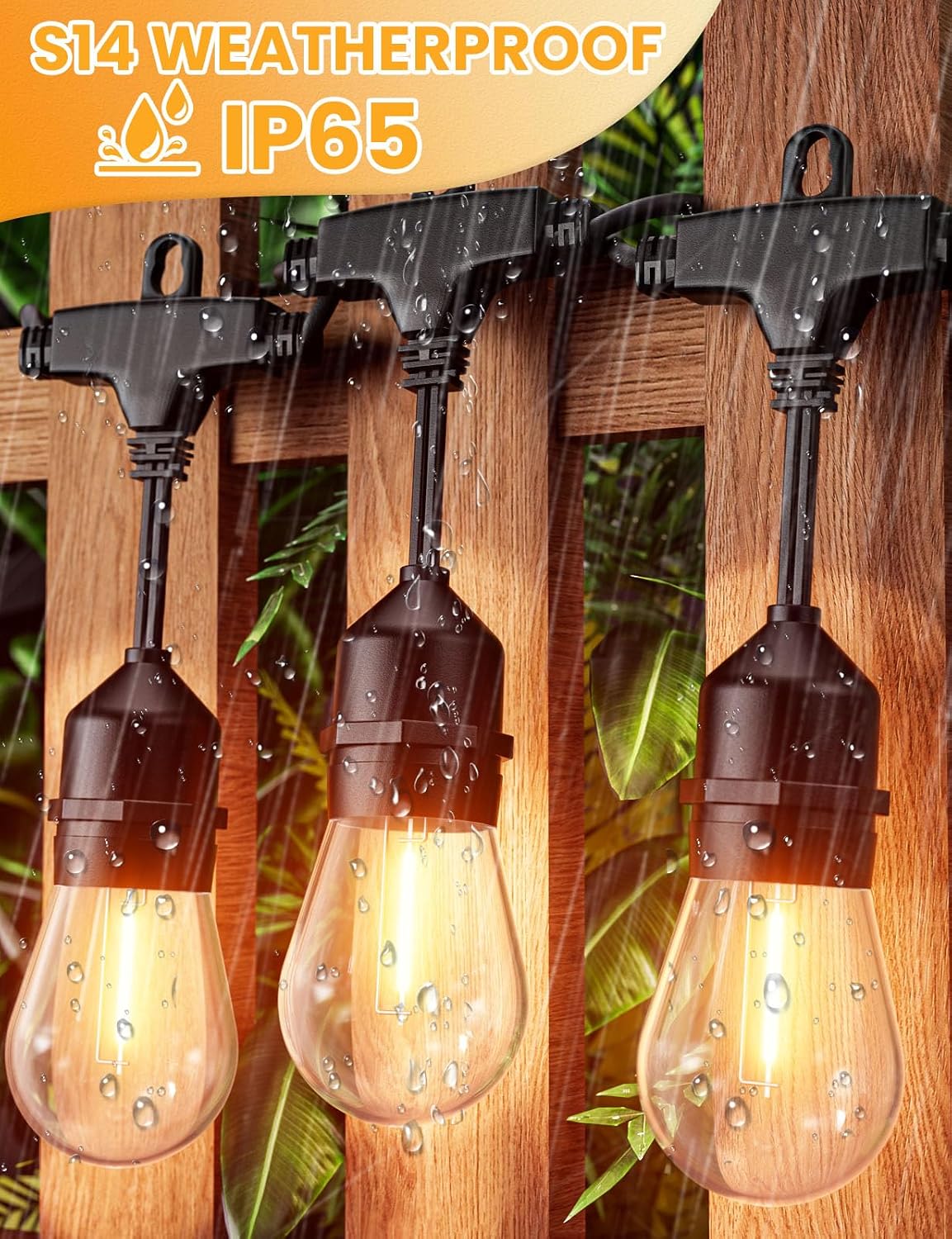 Svater Outdoor String Lights 105 FT Outside Waterproof Commercial Grade ETL | Patio Lighting with Shatterproof E26 S14 LED Dimmable Edison Bulbs, Hanging Strand for Bistro Cafe Backyard Warm White