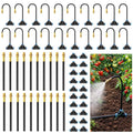 MIXC 360° Adjustable Drip Irrigation Nozzles for 1/4" Irrigation Tubing | 20 Bendable 7.8-Inch Nozzles, 20 Quick-Connect Tees, 1/4-Inch Size, Adjustable Mist-to-Stream Flow, Tubing Not Included