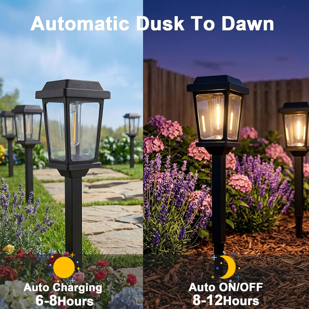 Solar Pathway Lights Outdoor 10 Pack, LED Solar Garden Lights | Auto On/Off Waterproof Solar Lights Outdoor Garden Pathway Lights for Yard Landscape Path Walkway Decorative, Warm White