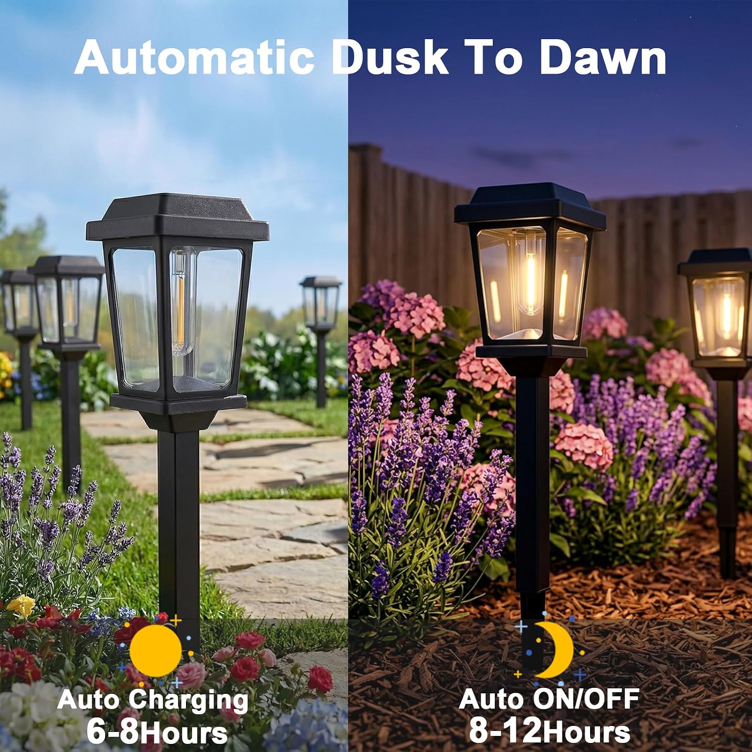 Solar Pathway Lights Outdoor 10 Pack, LED Solar Garden Lights | Auto On/Off Waterproof Solar Lights Outdoor Garden Pathway Lights for Yard Landscape Path Walkway Decorative, Warm White