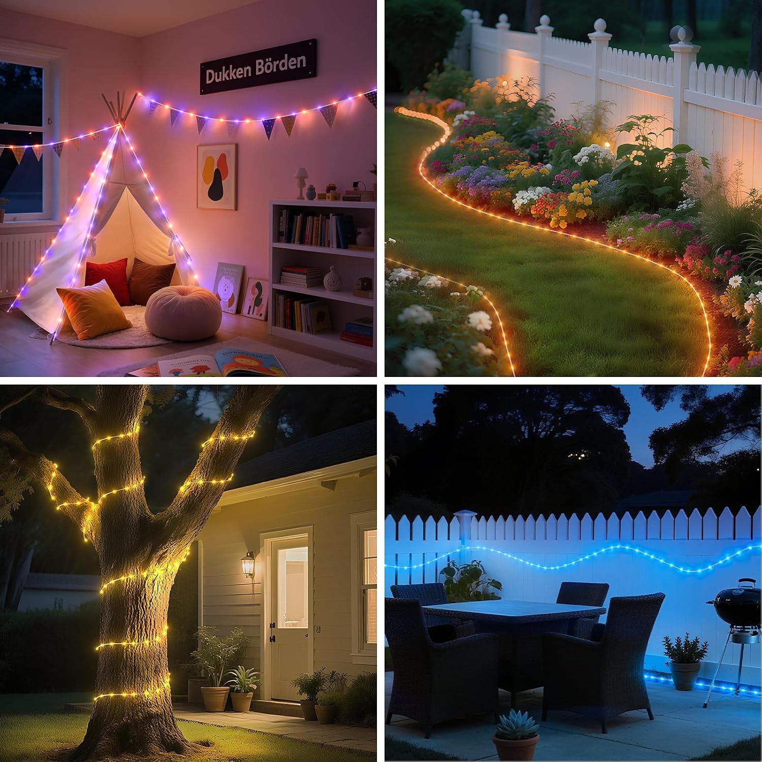 Rope Lights for Outside, 40FT 120LED Color Changing Not Connectable 5mm | 24 Colors RGB, with Plug & Remote, , Waterproof, Timer, for Christmas Halloween Party Camping DIY Tree Trampoline Decoration