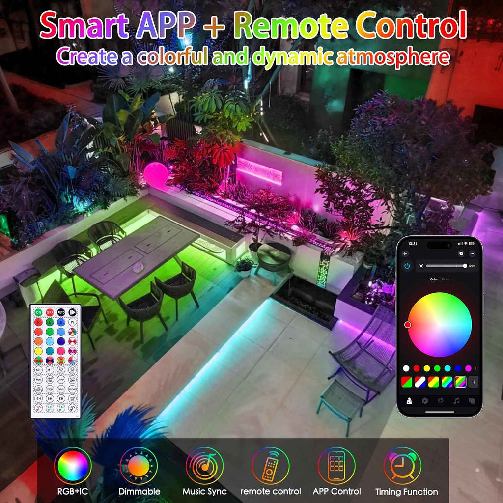132FT 400 LED Rope Lights Outdoor Waterproof with Remote & APP Control | 16 Million Colors Changing Fairy String Lights Plug in, Smart Music Sync Twinkle Lighting for Outside Indoor Christmas