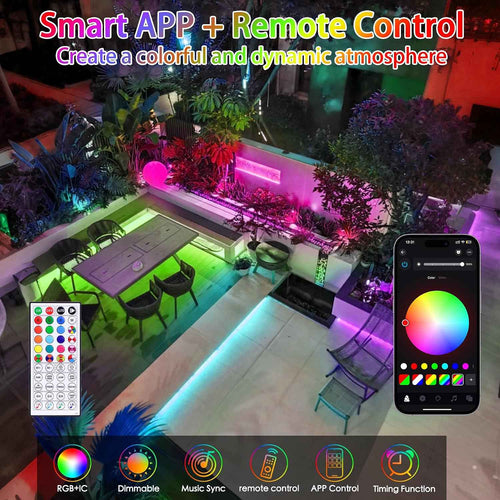 132FT 400 LED Rope Lights Outdoor Waterproof with Remote & APP Control | 16 Million Colors Changing Fairy String Lights Plug in, Smart Music Sync Twinkle Lighting for Outside Indoor Christmas