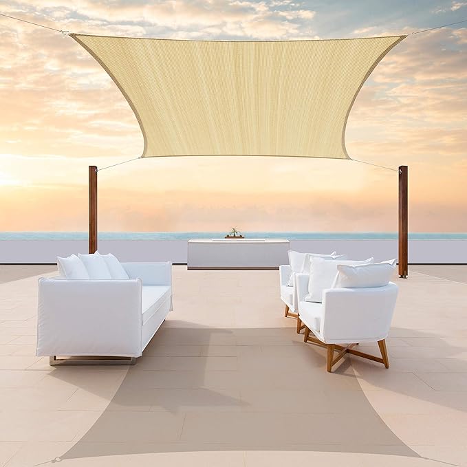 ColourTree TAPR1616 Custom Size 10' x 17' Beige Sun Shade Sail Canopy UV Block by ColourTree