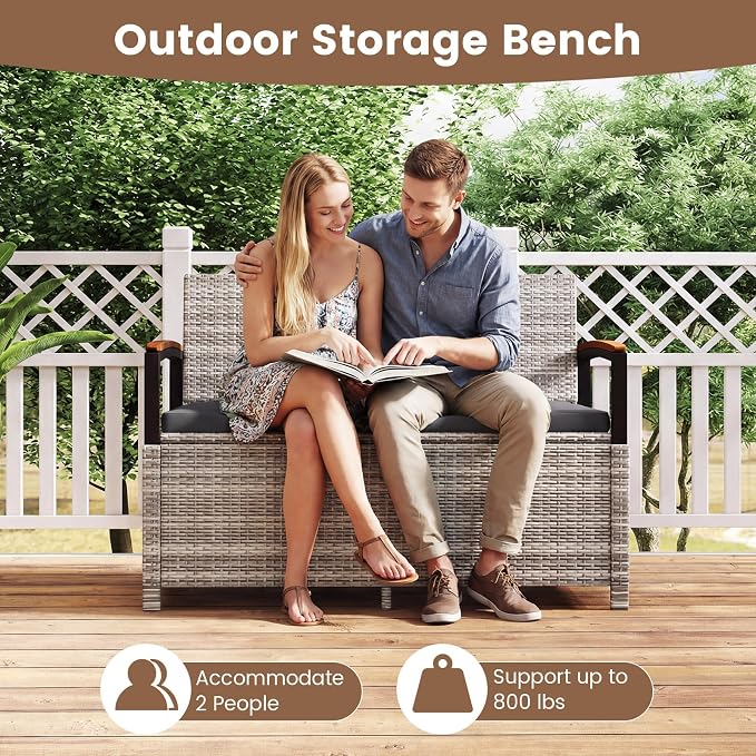 Tangkula 46 Gallon Outdoor Bench - Image 8
