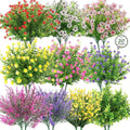 20 Bundles Artificial Spring Summer Flowers Bulk for Outdoors, UV Resistant | Silk Fake Wildflowers and Plastic Faux Lavender Plants for Outside Garden Patio Porch Window Box Hanging Basket Decor