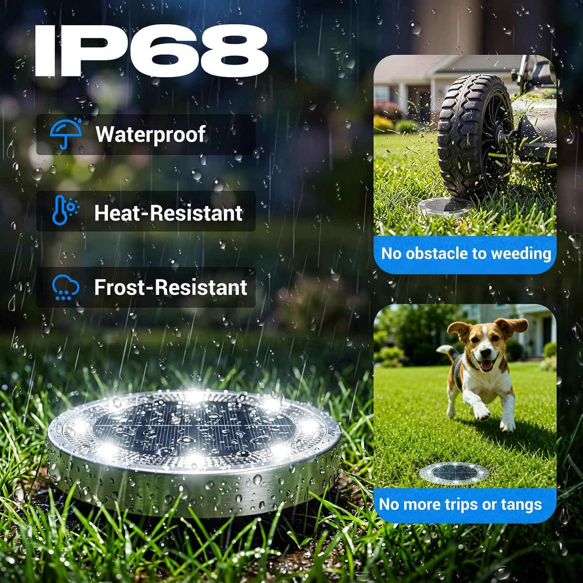 Peasur Solar Lights Outdoor Waterproof, 8 Pack Solar Powered Ground Lights Outdoor, IP68 Waterproof, Anti-Rust, Solar Garden Lights Landscape Lighting for Pathway Yard Lawn Walkway Driveway,Cool White