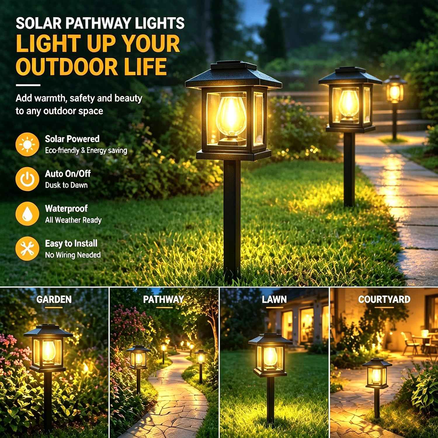 Solar Pathway Lights 14-Pack for Yard Walkways (14)