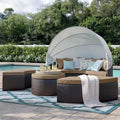Modway Convene Wicker Rattan Outdoor Patio Retractable Canopy Round Poolside by Modway