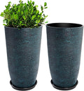 QCQHDU Set of 2 Large Tall Blue Planters by QCQHDU