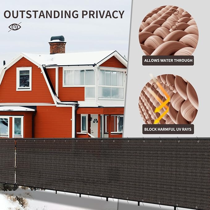LOVE STORY Custom Size 3.3'x35' Brown Balcony Privacy Screen, UV Block Privacy - Image 4
