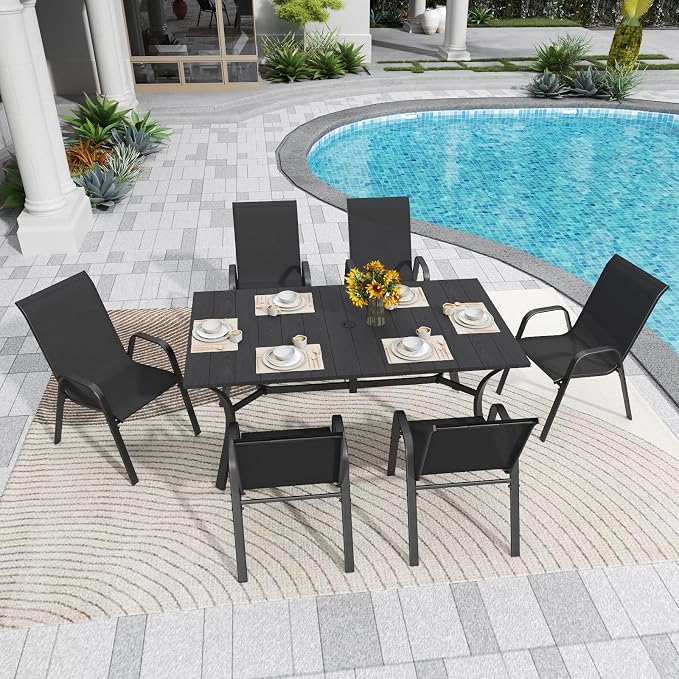 Patio Chairs Set of 6, Stackable Outdoor Dining Chairs - Image 3