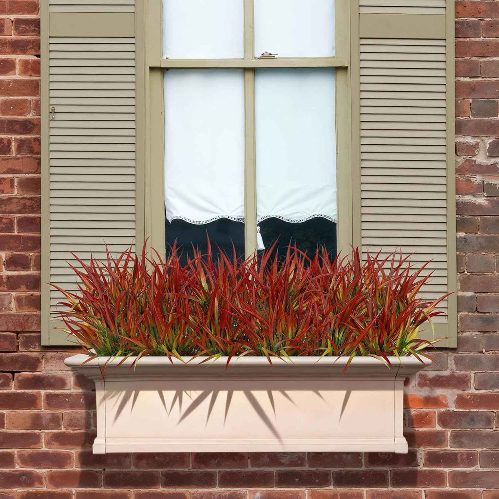 16 Pcs Artificial Plants Outdoor Fake Grass, Red | Plastic grass, faux greenery stems, UV resistant, adjustable stems, indoor outdoor planters patio garden porch pathway