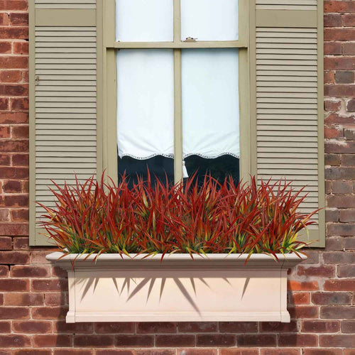 16 Pcs Artificial Plants Outdoor Fake Grass, Red | Plastic grass, faux greenery stems, UV resistant, adjustable stems, indoor outdoor planters patio garden porch pathway