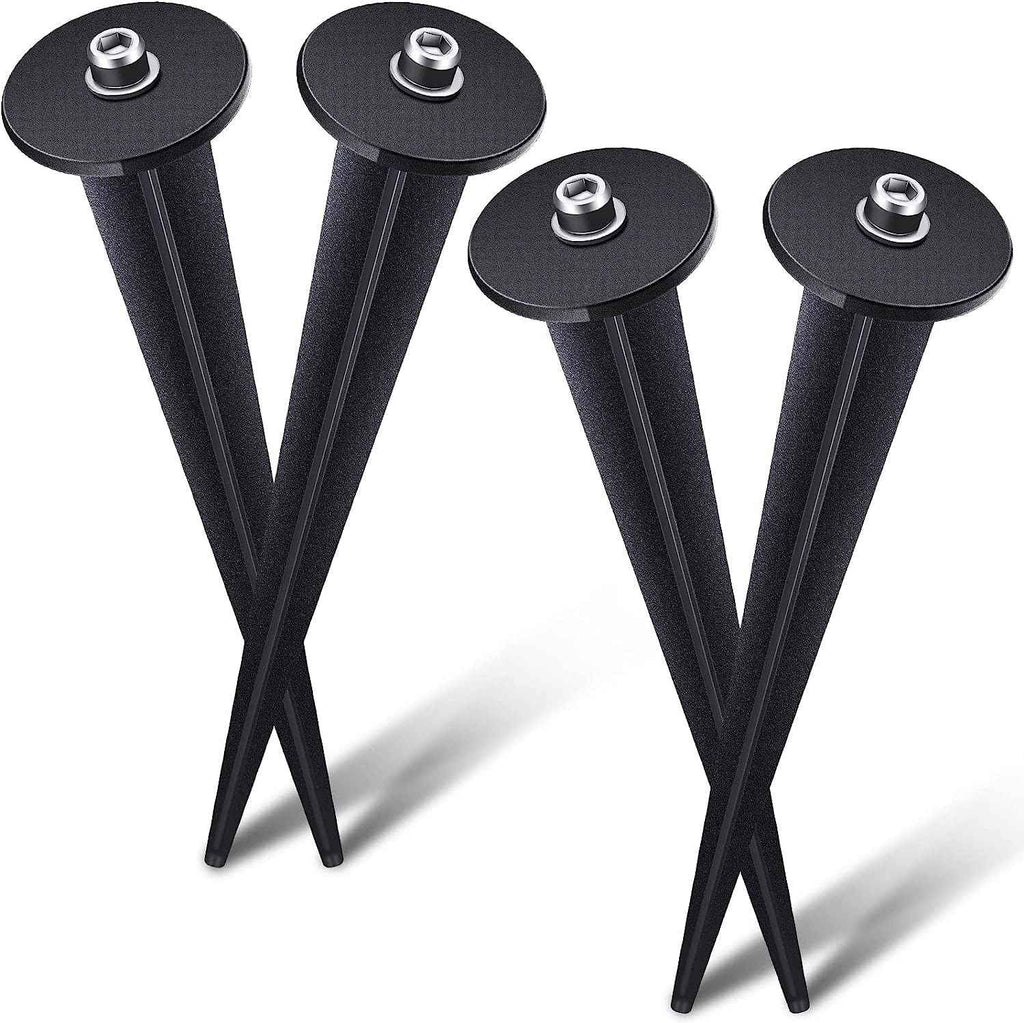 4 Packs Threaded Spike Flood Light Ground Stake Metal Replacement Stakes for Solar Lights Outdoor LED Solar Light Stakes with 4 Hex Screws for Gardens Yard Path Lawn 6.3 Inches