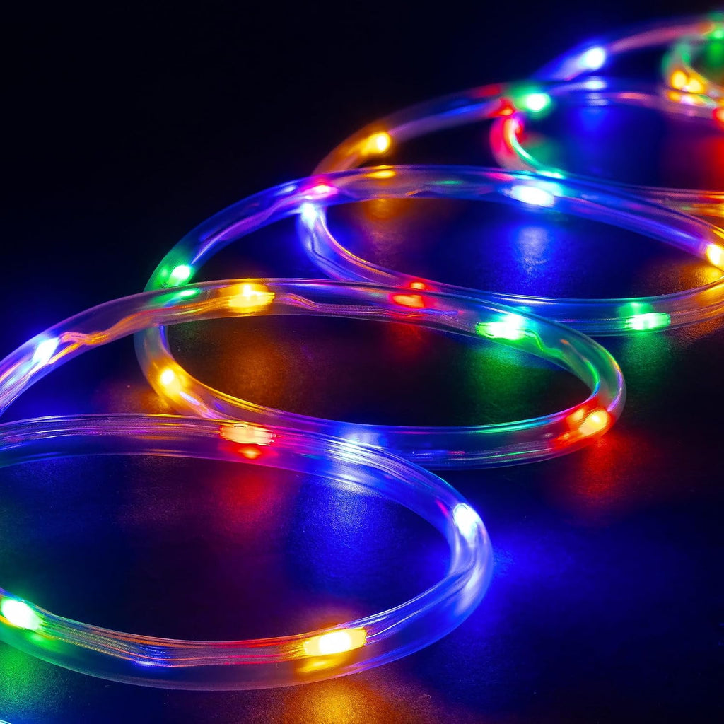 10ft Colorful LED Rope Light, 8 Modes, Waterproof Outdoor Accent Lighting w/Remote, Flexible Clear Tube, ETL Certified, Garden, Patio, Backyard, Holiday Christmas, Palm Tree, Ambient Décor