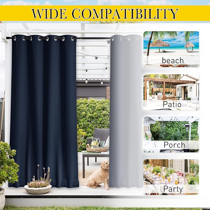 NICETOWN 2 Panels Weighted Outdoor Curtains - Image 7