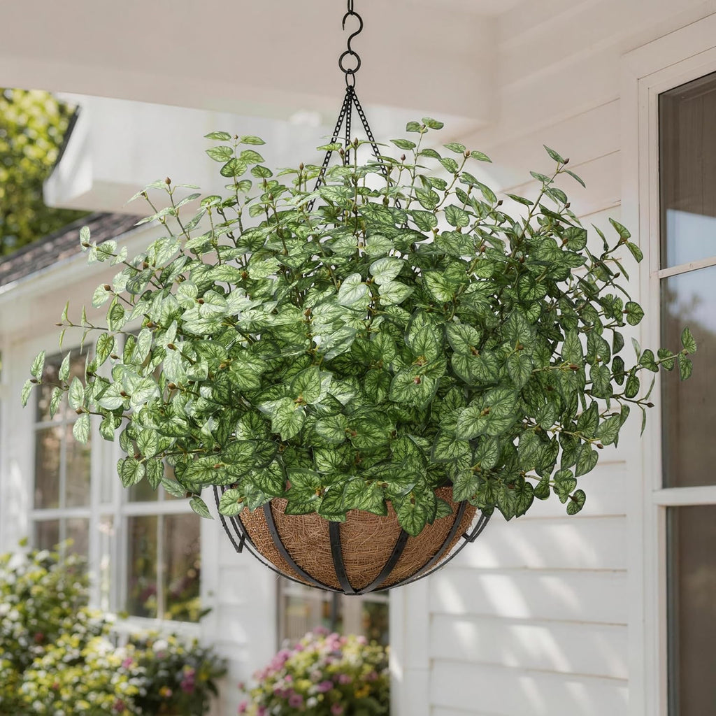 Ivydale Artificial Plants Outdoor UV Resistant 5 Pcs (Green) | Faux Greenery Plants Outdoor Silk Plants with Stems, Fake Plants for Outside Planter Front Porch Patio Pathway Decoration