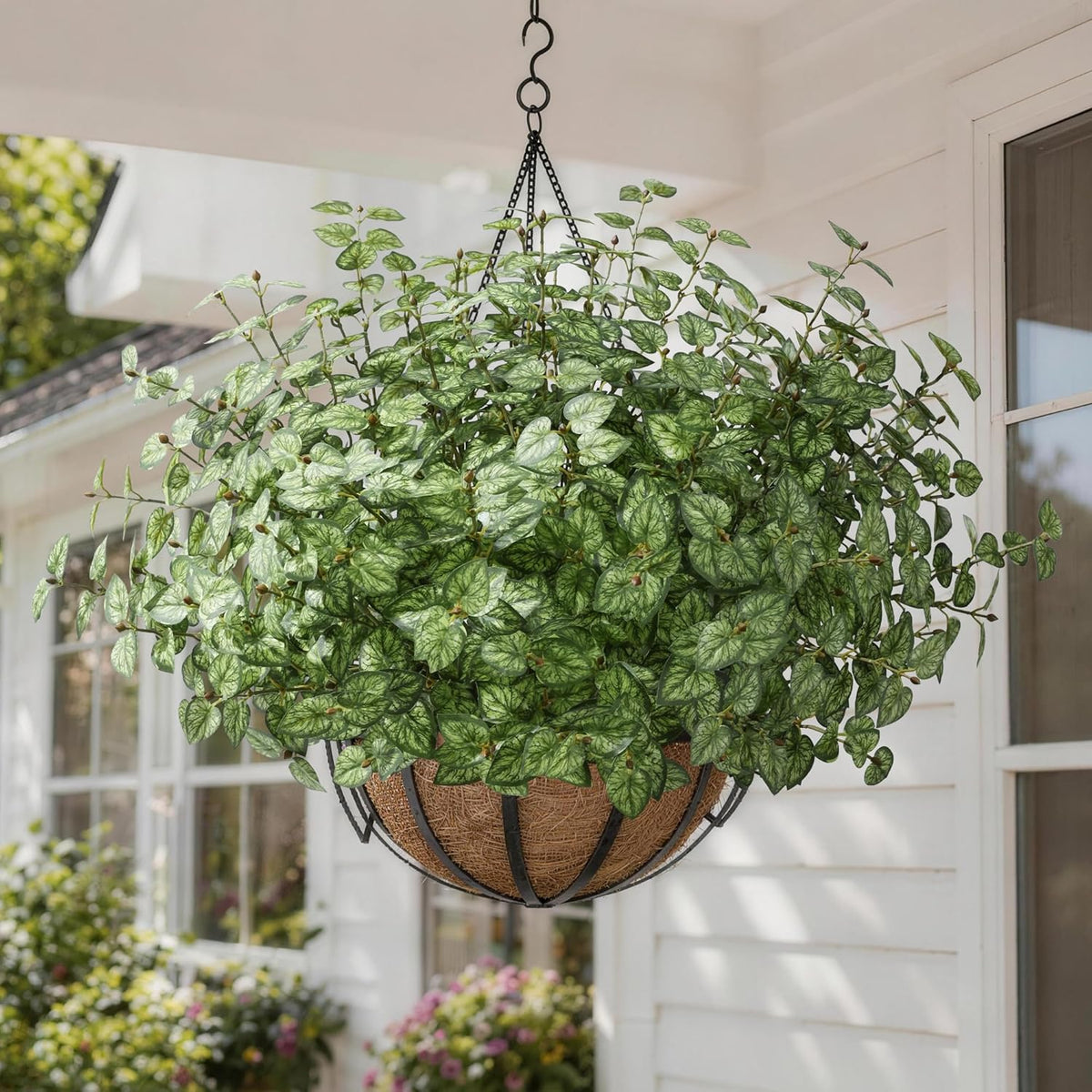 Ivydale Artificial Plants Outdoor UV Resistant 5 Pcs (Green) | Faux Greenery Plants Outdoor Silk Plants with Stems, Fake Plants for Outside Planter Front Porch Patio Pathway Decoration
