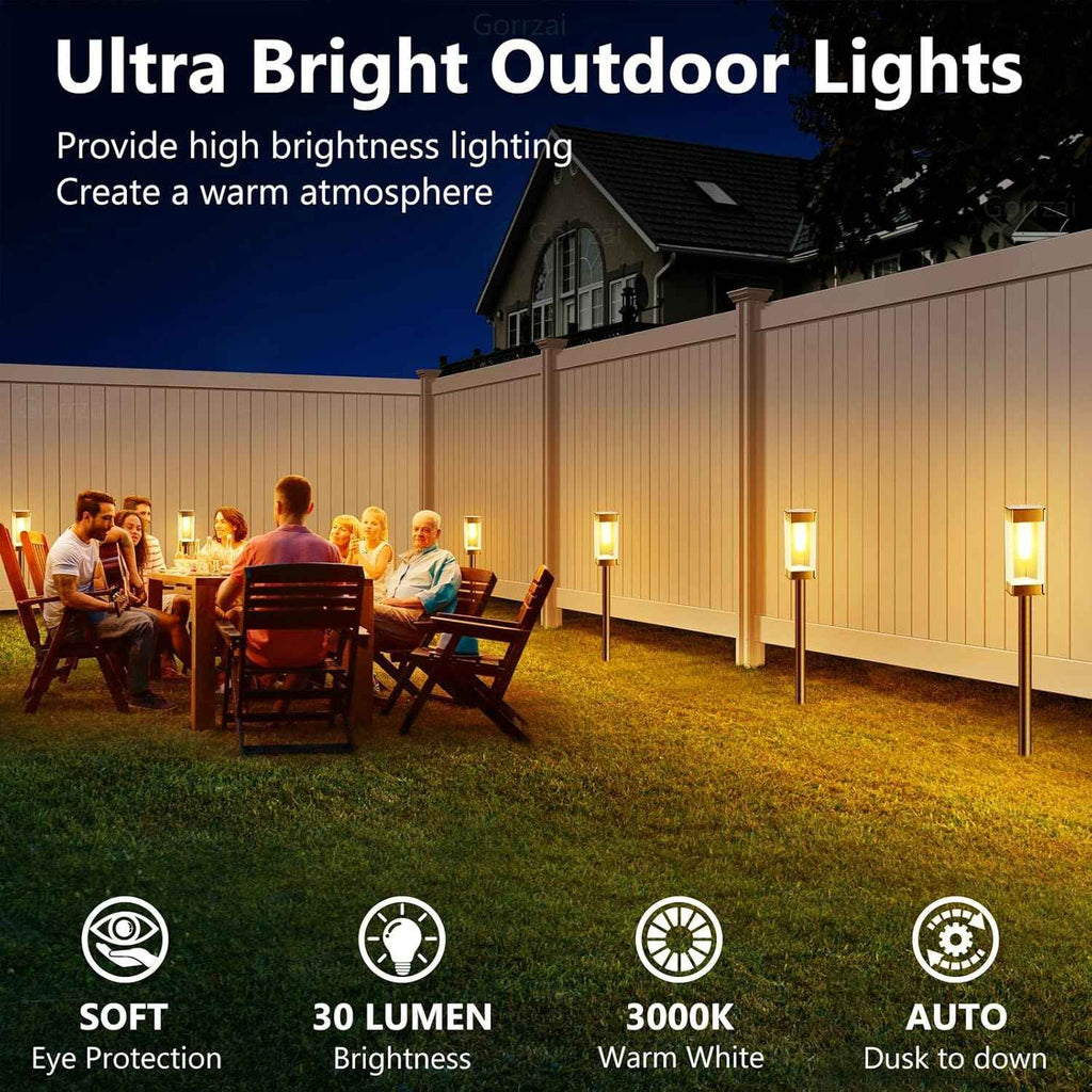 Solar Pathway Lights Outdoor Waterproof Landscape Lighting 8 Pack | Solar Lights Outdoor for Yard Driveway Garden Walkway Lawn Path Decor, Auto On/Off, LED Bright Tungsten Filament Bulb