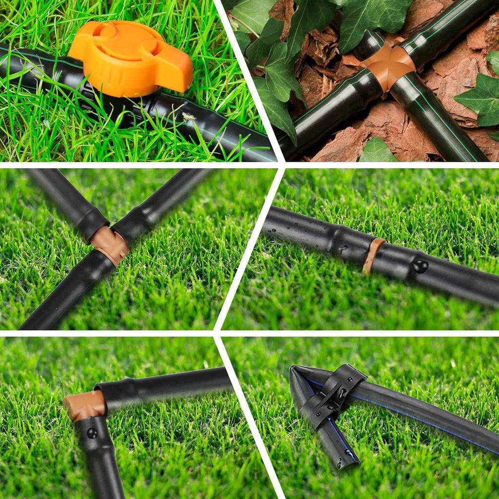 Drip Irrigation Fittings Kit for 1/2" Tubing, 37 Pieces 1/2 Inch Drip Line Connectors for Drip Sprinkler Systems - 14 Couplings, 8 Tees, 6 End Caps, 5 Elbows, 2 cross connectors and 2 drip valves