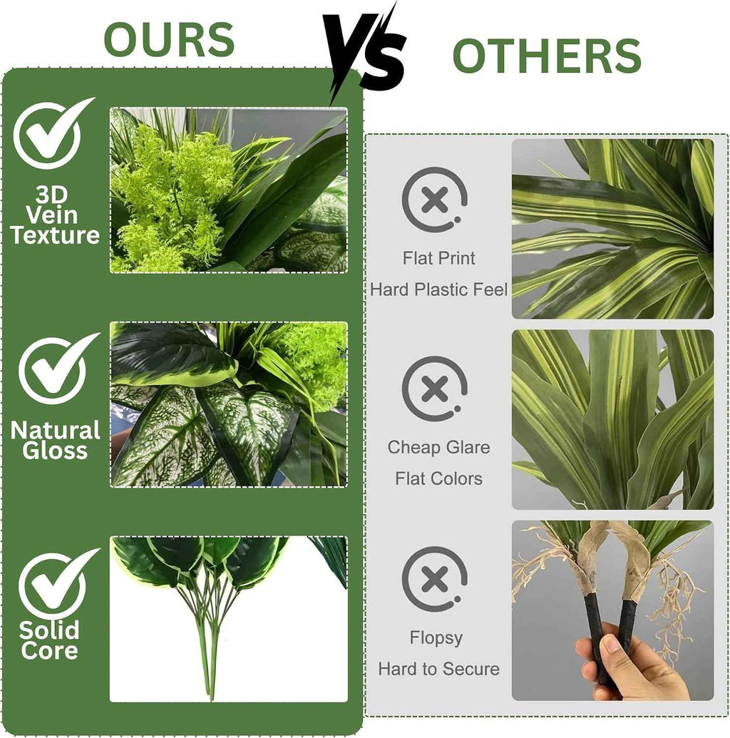 Trivon 18 Bundles Artificial Plants Outdoor, Fake Outdoor Plant Bushes with UV Resistant Greenery, Faux Leaves Stems, Realistic Decorative for Patio Garden, Yard, Porch & Fake Green