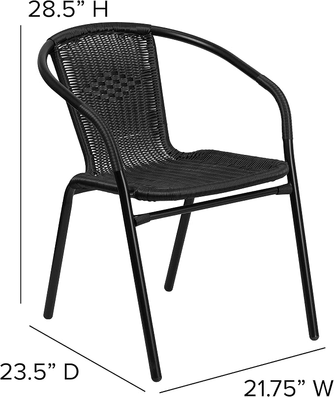 EMMA + OLIVER Set of 4 Modern Rattan Indoor/Outdoor Stack Chairs, Stacking - Image 2