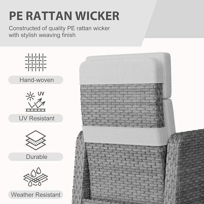 Restland Outdoor Recliner with Independent Adjustable Back & Footrest Wicker - Image 6