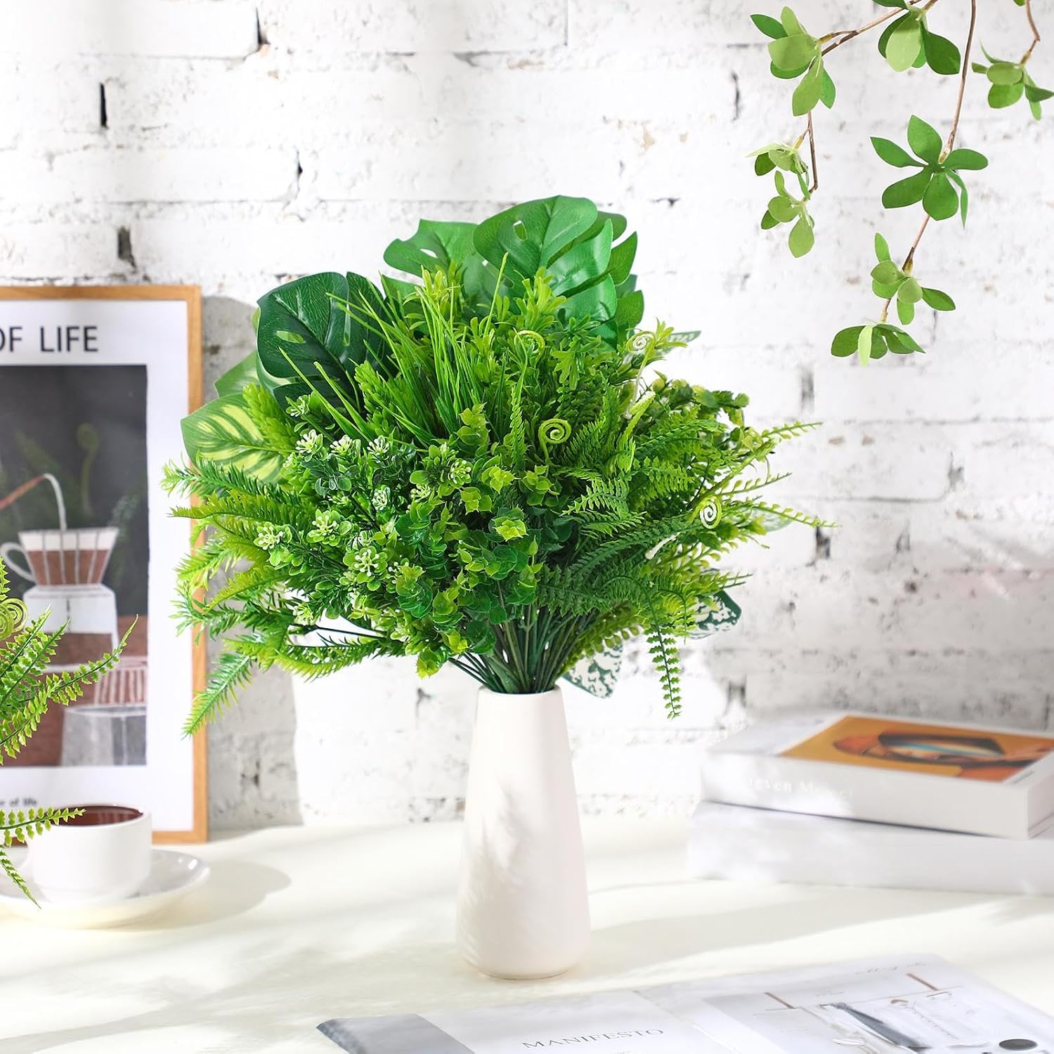 Cindeer 24 Pcs Artificial Flowers Plants for Outdoors, UV Resistant Artificial Fake Plastic Faux Flowers Plants Outdoor Indoor for Spring Summer Wedding Decors