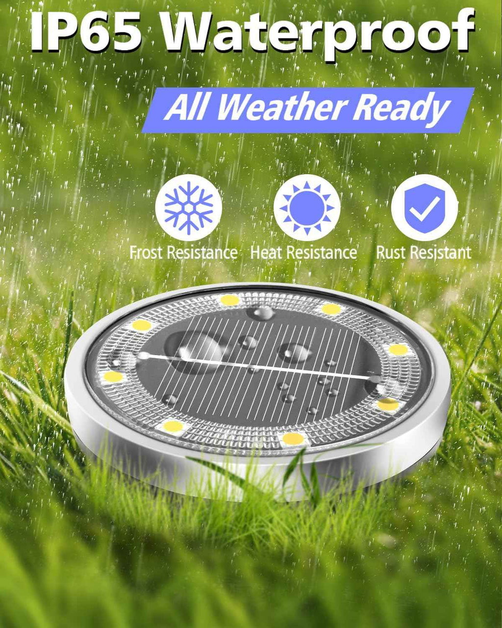 Solar Lights Outdoor Waterproof, 12 Pack 8 LED, Thickened Stainless Steel Ground Light, Solar Garden Lights Landscape Lighting for Patio Pathway Lawn Yard Deck Driveway Walkway, Cool White