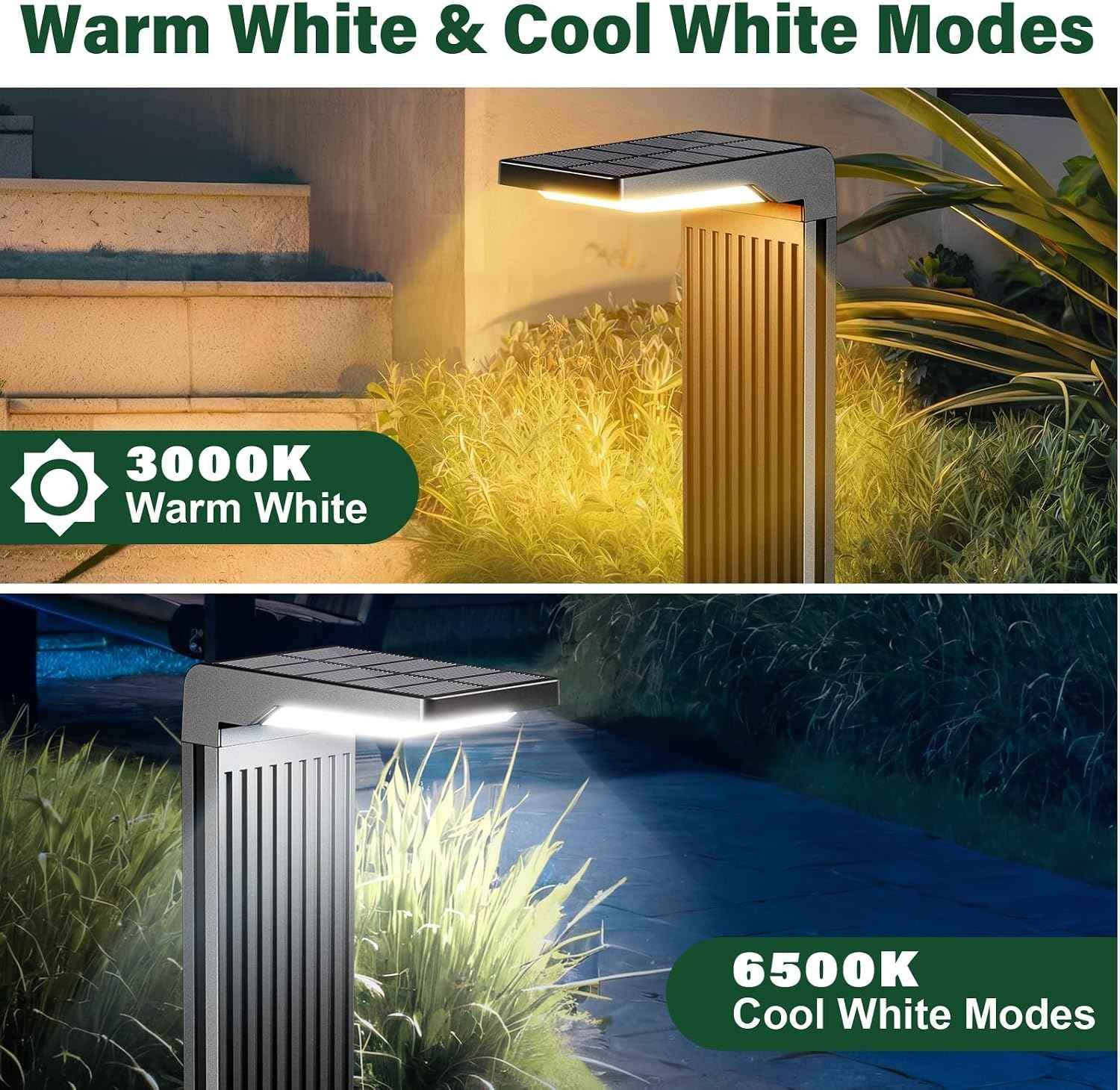COXSENI Solar Pathway Lights Outdoor Warm/Cool White, 4Pack | 60LED, L Shape, IP65 Waterproof, Solar Powered Landscape Lights Outside for Path Driveway Lawn Patio Garden Yard