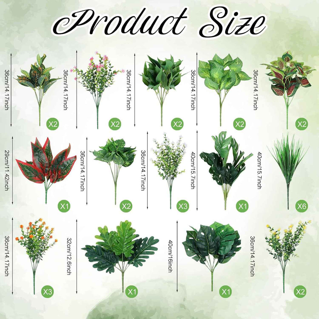 Hoteam 30 Bundles Outdoor Artificial Plants Faux Bushes Plastic Fake Greenery Stems Shrubs UV Resistant for Indoor Outside Hanging Plants Front Porch Home Garden Window Box Spring Summer Decor