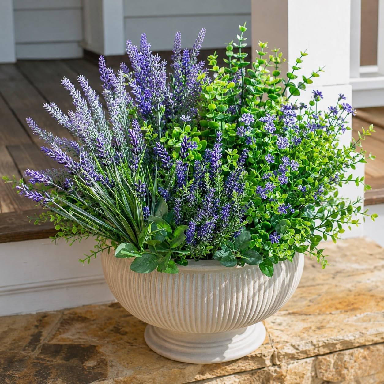 20 Bundles Artificial Plants for Outdoor Decor Realistic Faux Greenery & Flowers Fake Plastic Leaves with Stems UV Resistant No Fade for Garden Patio and Porch Farmhouse Outside Bushes Decor